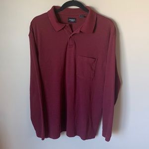 L Haggar maroon 2 button casual dress shirt